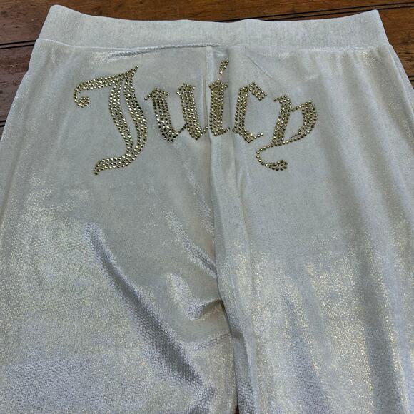 Juicy Couture Straight Leg Track Pants, Metallic Gold, Large - Picture 8 of 10